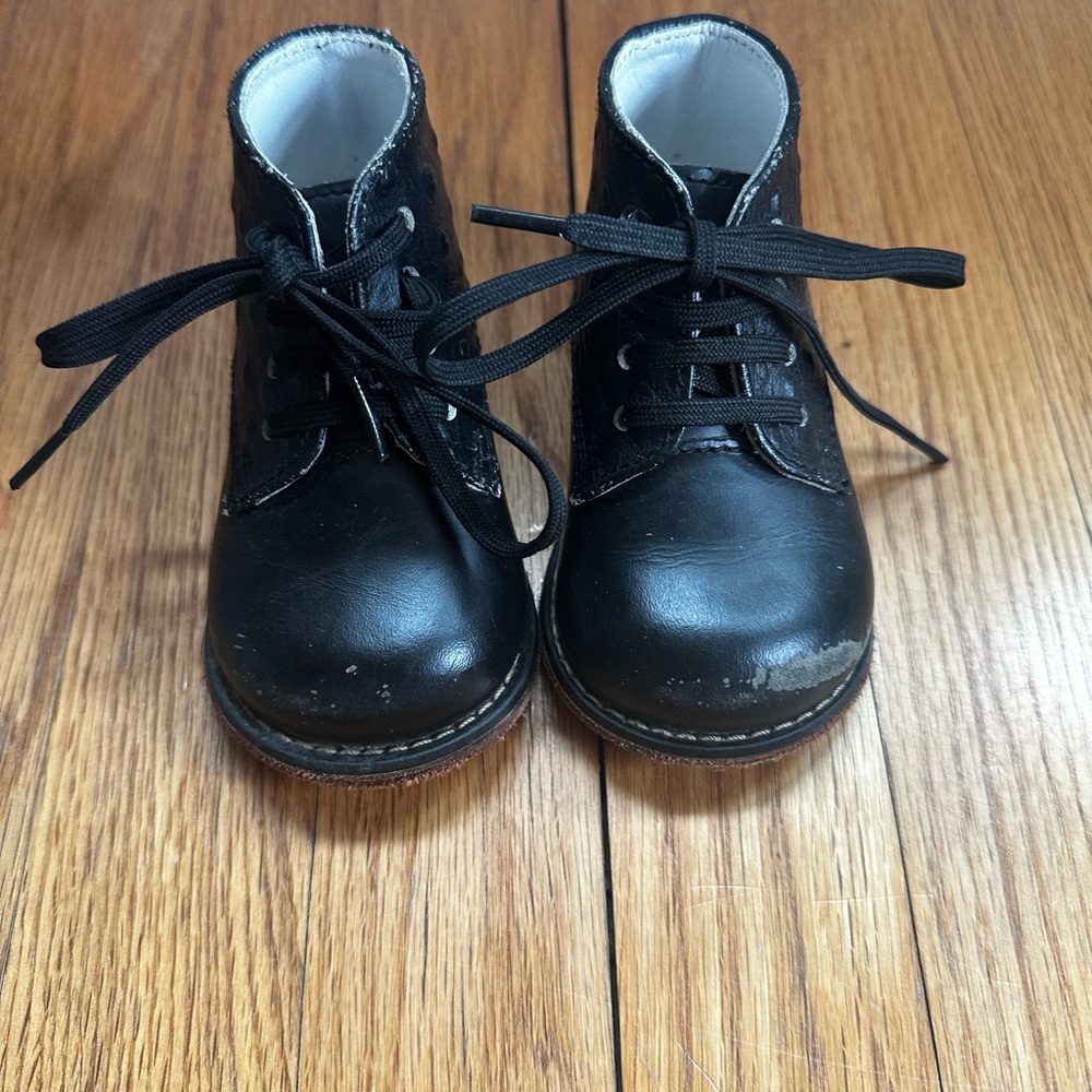 Kids Black Lace-Up Boots